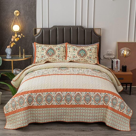 Other - Bohemian Queen Size Quilt Comforter Sets 3 Pieces Quilts 1 Quilt, 2 Pillow Shams